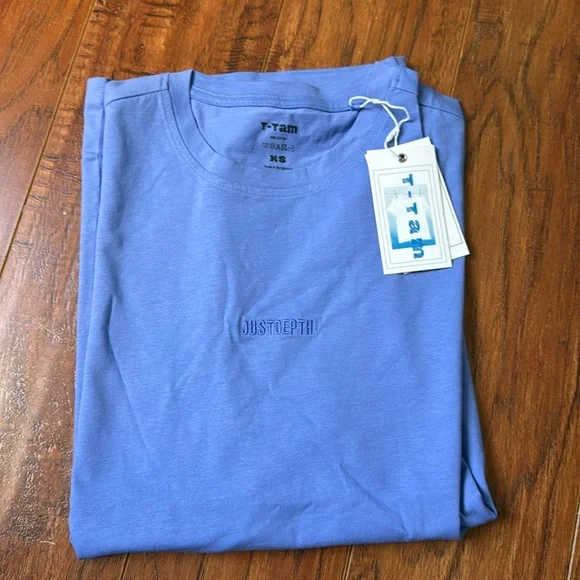 NWT T-TAM XS Blue Oversized T-Shirt Cotton Short Sleeve JUST DEPTH Tee Unisex - Picture 2 of 7